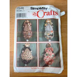 Simplicity Crafts Pattern 7548 Plastic Bag Holder 4-styles Bunny Pig Crow Girl U